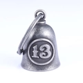 Retro punk lucky number 13 motorcycle bell pendant in vintage silver finish - Retro Silver (with Keychain)