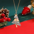 Golden Christmas tree pendant necklace with colorful layered tiers for holiday parties - Christmas Tree Necklace Style (4594)