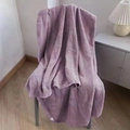 Plush waffle texture bath towel in Morandi purple, ultra absorbent coral fleece fabric - Purple Pineapple Grid