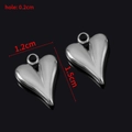 Polished heart shaped stainless steel charms in silver finish for DIY jewelry - Style E Heart Pendant / 5 Pieces / Steel