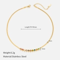 18K gold plated stainless steel snake chain necklace with colorful round rhinestones - Adjustable Length / Multi-color Zirconia Style