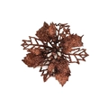 Detail of glitter bronze artificial flower with hollowed-out leaf structure for Christmas - Coffee