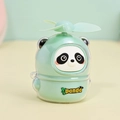 Mini ventilador USB portátil de panda en verde claro con carcasa transparente - Estilo de Panda (9162) / Cian
