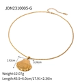 Golden shell pendant necklace in stainless steel with cable chain and dimension markers - Shell Pendant Clavicle Chain (JDN2310005-G)