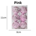Set di 6 palline di Natale rosa con trama intrecciata e fili d'argento in PVC - Addobbi da Appendere Texture Intrecciata / Rosa