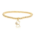 Chique gouden kralenarmband met een schattige olifant hanger en schitterende zirkoon - Kleine Olifant Hanger / Goud Wit Olifant (31660)