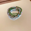 Detail of bohemian seven-piece bead bracelet set with green and marble patterns - Green (7-Piece Set)