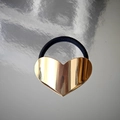 Élastique à cheveux cœur en métal doré minimaliste avec bande en nylon noir - Coeur Miroir / Or Coeur