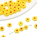 Yellow and red 6mm millefiori flower glass beads for DIY handmade jewelry bracelets - Dark Yellow
