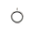 Silver round stainless steel floating locket pendant with transparent glass windows - 30mm Silver Color - Screw Open
