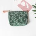 Green paisley vintage coin purse with pink tassel zipper and retro bohemian pattern - Tassel Ethnic Style / Large / Green