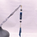Bastoncino per capelli in acetato stile inchiostro con nappe blu e accenti dorati Hanfu - Motivo a Nuvola Quadrata
