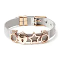 Mesh band keeper bracelet in rose gold finish with heart and star charms - V-Rose Gold (Ring Lock Star)