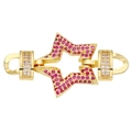 Star-shaped gold jewelry connector with pink and clear cubic zirconia accents - Style-18 (Gold Pink Gem Star)