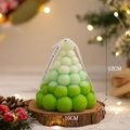Green gradient Christmas tree scented candle on wooden base with size markers - Large / Gradient Green