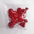 Macro detail of assorted red heart-shaped craft picks in clear plastic packaging - Mixed Sizes