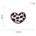 Detail of cow print heart embroidery patch with purple edge, size 3.9cm x 3cm, 1.1g weight - 6# Cow Print Purple Border Heart