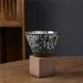 Japanese style coarse ceramic coffee mug with unique blue brown glaze finish - 200ml / Peacock Blue