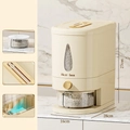 Crèmefarbener 5 kg automatischer Reisspender mit Timer und Messbecher für die Küche - Druck-Timer / Trichterstruktur / Reis-Eimer Klein - 10 Jin