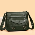 Sac bandoulière en cuir PU vert foncé à poches multiples avec détail cœur pour femmes - Vert Foncé