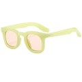 Retro round jelly green sunglasses with orange lenses and silver diamond rivets - Green Frame Champagne Lens