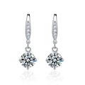 Elegantes pendientes colgantes de plata de ley 925 con piedras de moissanita y ganchos - Moissanita de 1ct (Chapado en Oro Blanco)