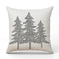 Kerst kussensloop van wit linnen met zilveren glitter kerstbomen print decor - Zilveren Glitter Kerstboom