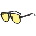 Lunettes de soleil vintage monture noire avec verres jaunes transparents et double pont - Monture Noire Verres Jaunes