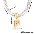 Gold letter P pendant necklace with sparkling zircons including dimensions and weight data - Letter P