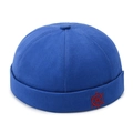 Berretto docker blu navy con ricamo ancora rossa, stile zuccotto in cotone vintage - Regolabile / Blu Reale
