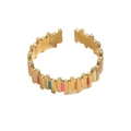 Detail of adjustable 18K gold stainless steel ring with colorful rectangle enamel accents - Colorful Enamel Rectangle Decoration Style (A1901-02B)