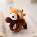 Cute brown plush red panda snap bracelet panda stuffed toy on an open book - Slap Bracelet / Yellow