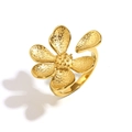 Französischer Vintage-Stil Ring aus 18K vergoldetem Edelstahl mit Blumen-Motiv - Offener Blumenring / Gold