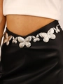 Silver bohemian butterfly waist chain with metallic relief charms for beach styling - Butterfly White K (9267)