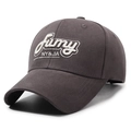 Dark brown cotton baseball cap featuring white 3D embroidered lettering for a casual look - Adjustable / Gray