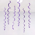 Set of eight purple PVC spiral hanging ornaments for festive party ceiling decoration - Single Swirl 6 Pcs / Purple