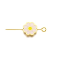 Cuenta de flor de cerezo en esmalte rosa y amarillo en acero inoxidable dorado - Cuenta Única Sin Pin / Rosa