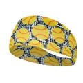 Elastic sports headband for softball with yellow ball pattern and red stitching - Softball Plaid Yellow