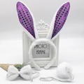 Three-piece bunny set including sequined ears headband, bowtie, and plush ball tail - Glitter Purple