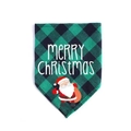 Green and black plaid cotton dog bandana with Santa Claus and Merry Christmas print - SD-08 Green Plaid Merry Christmas