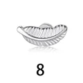 Sleek feather-shaped stainless steel screw back stud earring in polished silver finish - Feather & Round Plate Style / 1 Piece / Steel
