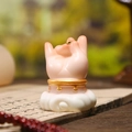 Pink hand sculpture with gold bracelet on white cloud base, creative cat-inspired ornament - 1223-1 Incense Stick Hand
