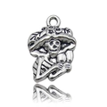 Gothic style skeleton pendant in vintage silver finish with hat for DIY jewelry making - 10886-Skeleton Figure