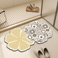 Tappetino da bagno antiscivolo a forma di fiore con motivi geometrici beige e marroni - 40*60cm Pelle Assorbente / B-Beige Tinta Unita e Piastrella Geometrica