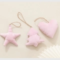 Set of pink velvet Christmas ornaments including star, tree and heart shapes - Pink Velvet Set of 3 (No.1-3)
