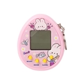 Pink egg-shaped virtual pet game console with metal keychain and four functional buttons - Egg Pink