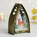 Antike Weihnachts-Laterne in Bronze mit Rentier-Motiv und Wald-Dekor für Feste - Bronze - Rentier