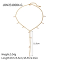Detail view of 18K gold Y-necklace showing 39.5cm chain length and 5.54g weight specs - Pearl Y-Shaped Chain Style (JDN2310004-G)