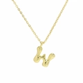 Close-up of 18k gold plated pendant featuring a fluid 3D puff letter H balloon design - Necklace W