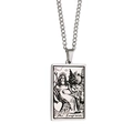 Silver stainless steel tarot necklace featuring The Empress rectangular pendant design - The Empress / Steel